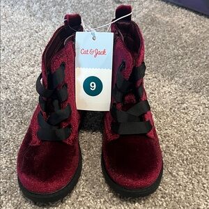 Cat & Jack Kids Velvet Boots with Black Laces